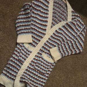 Striped Cream and Brown Women's Cardigan
